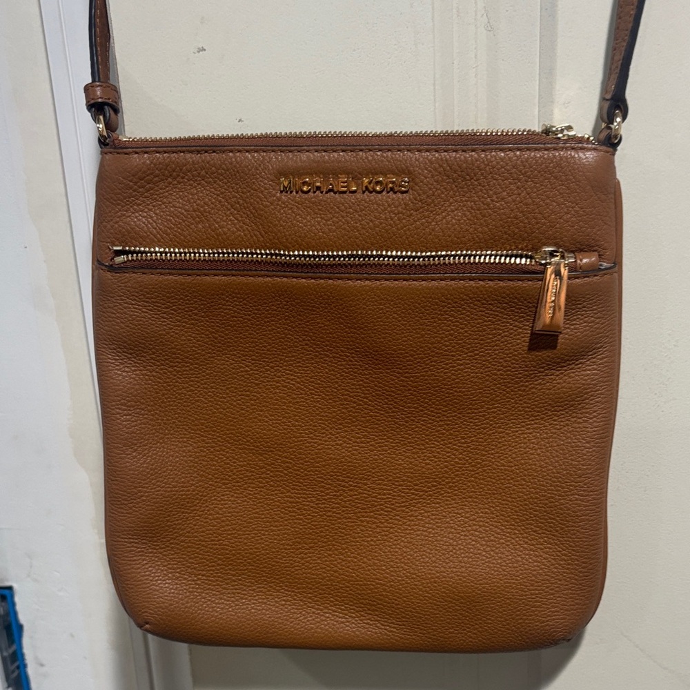 Michael Kors Tan Leather Messenger Bag